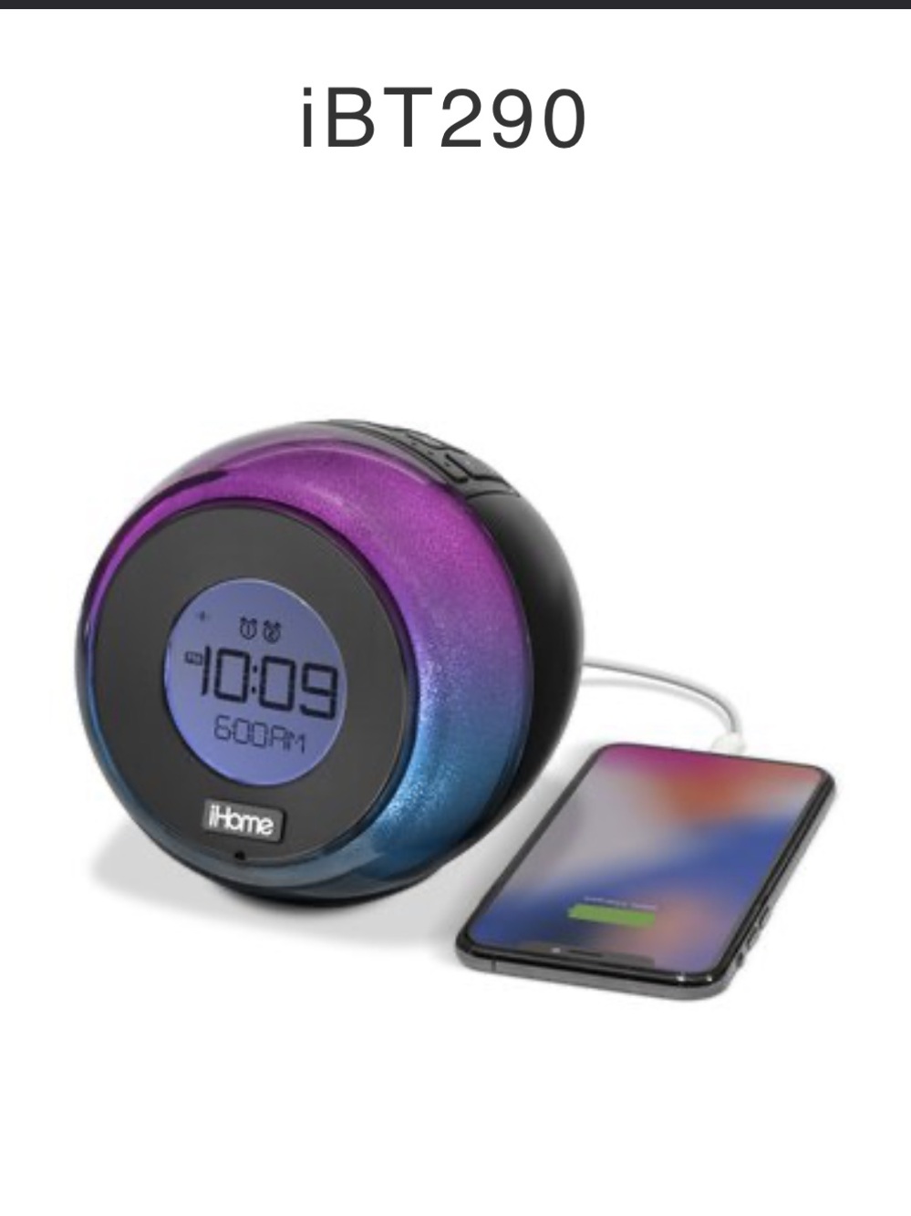 iHome iBT290 Bluetooth USB Color Changing Dual Alarm Clock Radio NEW In Box